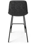 Back view of Contemporary 24 Inch Counter Height Stool Set Of 2 In Distressed Charcoal Grey Vegan Faux Leather With A Padded Seat