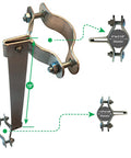 Self Closing Gate Closer With Adjustable Tension For Outdoor Pool And Dog Gates Heavy Duty Automatic Gate Stop Made In USA Stainless Steel Hardware Premium Weatherproof Construction Warranty Included showing stainless steel measurements