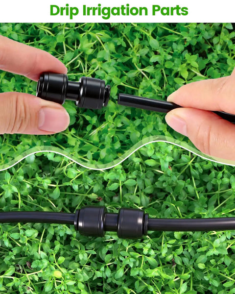 36 Pack Quick Connect One Quarter Inch Straight Couplings For Drip Irrigation Systems, Easy Leak Free Install, UV Resistant