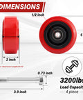 5 Inch By 2 Inch Caster Wheels With Polyurethane On Polyolefin Core, Double Ball Bearing, Dust Cover, Heavy Duty Replacement