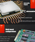 STC microcontroller with gold circuit pathways and multi-board configurations showcasing high-quality performance and efficiency.