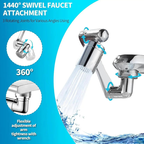 Super Flexible Universal Faucet Extender With Totally Adjustable Rotation And Smooth Dual Flow Modes To Easily Reach Every Nook Of Your Kitchen Or Bathroom Sink And Make Cleaning A Total Breeze