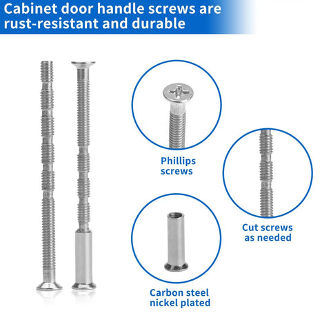 Totally Legit Heavy Duty M4x60mm Adjustable Cabinet Knob Screws With Sleeves Sleek Nickel Steel Corrosion Proof Hardware