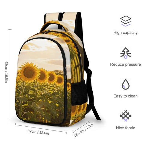 Sunflower Farm Barn Landscape Backpack For Daily Carry And Everyday Use Unisex Large Capacity Daypack With Durable Polyester