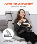 Woman enjoying tea in a cozy sweater on a Premium Electric Adjustable Bed Backrest With Thick Foam For Reading Relaxing Or Sleeping, 300 Lbs Capacity, Remote Control, Fits All Mattresses, Perfect For Pregnant Moms Seniors And Patients.