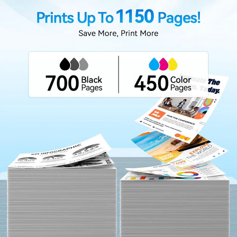 67XL Black Color Ink Cartridges Combo Pack Compatible With HP 67 Ink for DeskJet and Envy printing 1150 pages total