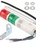 24V AC Industrial Signal Light Tower Kit With Red And Green LED Alarm Lights Sound 3W Plastic Housing components displayed