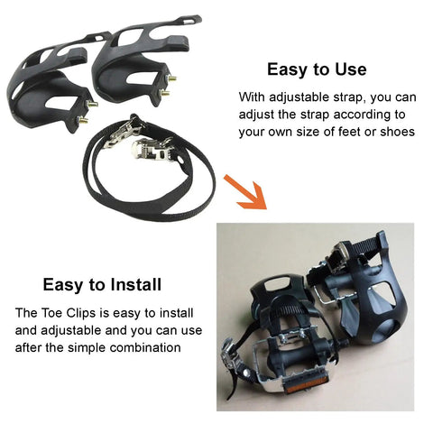 Toe Clip Pedal Cage System For Indoor And Outdoor Bikes, Universal Replacement Clips With Straps, easy installation demo.