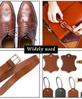 10 Pack Leather Hole Punch Set showing its use on shoes, belts, and leather tags; ideal for leather crafting projects.