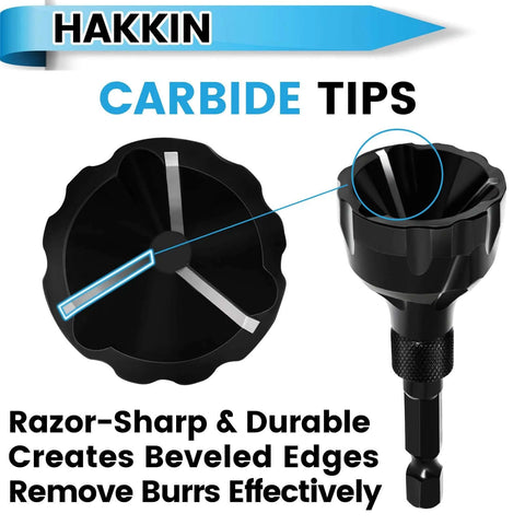 Hakkin 2-pack hex-shank deburring external chamfer tool with carbide blade; fits 1/8–3/4 in bolts and screws