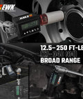 Half Inch Drive Digital Torque Adapter For 12.5 To 250 Foot Pounds With LED Display And Buzzer Alert, shown on a half-inch ratchet