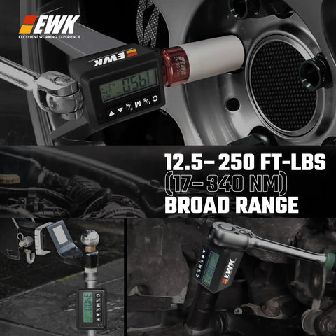 Half Inch Drive Digital Torque Adapter For 12.5 To 250 Foot Pounds With LED Display And Buzzer Alert, shown on a half-inch ratchet