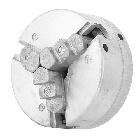 Top Shelf Zinc Alloy Three Jaw Micro Lathe Chuck Featuring Dual Locking Rods For Mini Metal Lathes Quick Setup Clamp Accessory close-up view