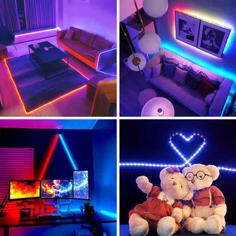 65.6 Ft RGB LED Strip Lights With 24V Smart Control App And IR Remote lighting living room and desk setup