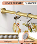 Gold Shower Curtain Rod 34 To 66 Inches Adjustable Telescopic Spring Tension No Drill Rustproof Non Slip detail