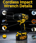Half Inch Cordless Impact Wrench Set With Brushless Motor High Torque 850Nm 3200 RPM Includes 2x 4Ah Batteries And Fast Charger