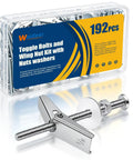 Heavy Duty Toggle Bolt Kit 192 Piece Drywall Anchors And Screws Set With Wing Nuts Washers Spacers One Eighth Inch For Tough As Nails Mounts In Walls And Ceilings, 1/8 in galvanized steel kit