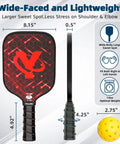 USAPA Approved Fiberglass Surface Pickleball Paddle Set, red paddle measurements and features, includes 4 paddles.