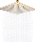 12 Inch Square Rain Shower Head High Pressure Showerhead Brushed Gold For Luxe Bathrooms Stainless Steel With Soft Silicone Nozzles
