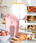 Hand Mixer Electric With Seven Speeds And Five Stainless Attachments Copper Motor Power Dishwasher Safe 304 Parts Whisk
