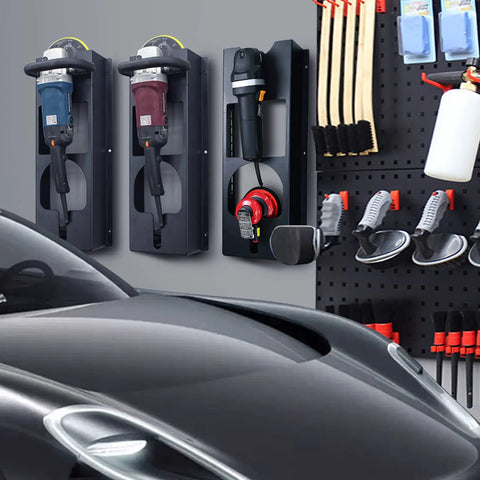 Two Pack Polisher Holder Wall Mount Kit Dual Station Rack for Polishing Machines in Auto Shops Pro Grade Heavy Duty ABS