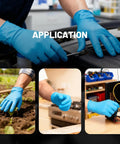 Heavy Duty 6 Mil Blue Nitrile Work Gloves With Rock Solid Textured Grip For Mechanics And Auto Shops, Powder Latex Free Tear Resistant Daily Grind Hand Armor, 100 Pack Xx Large being used in automotive, gardening and electronics work.
