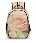 Front view of Dope Botanical Rose Sprig Printed Unisex Backpack With Large Capacity For School Travel And Everyday Use Durable Polyester
