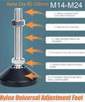 Adjustable Lathe Legs With Swivel Base And Leveling Feet 80mm And 100mm Diameters M14 To M24 Thread Articulating Foot
