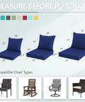 24x24 Inch Outdoor Chair Cushions Set Of 2 With Removable Washable Covers, Water Repellent And Fade Resistant, Non Slip Bottom With Straps
