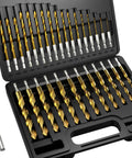 30Pcs HSS Titanium Drill Bit Set With Quick Change Shank For Sheet Metal Wood And Plastic in black storage case
