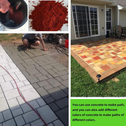 Creating a colorful patio using Plus Size 20x20 Inch Reusable Concrete Path Molds Set 1.8 Inch Thick Paver Stepping Stones.