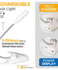 Clip On Book Light With Seven LEDs And Nine Color Temperature Modes Warm White Cool White Daylight Eye Care Lamp charging details.