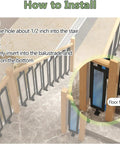 Installation guide for Rock Solid Black Iron Stair Spindles Featuring Tempered Glass Balusters with floor mount details.