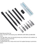 Badass 13 Piece Embedded Bearing Removal Tool Kit For ISO Bearings 6004 6010 6201 6206 6300 6302 Small Insert Bearing Puller Set, metal parts laid out