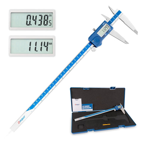 Left-Handed Digital Caliper With Large LCD Screen, Stainless Steel Body, Dual Reading In Inches And Millimeters, Measuring Range 0 to 12 Inches and 0 to 300 Millimeters, Pro Grade High Precision Caliper Tool For Accurate Measurements.