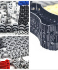 Close-up of 1533 Piece Technical Parts Building Block Set with Gears and Track Wheels