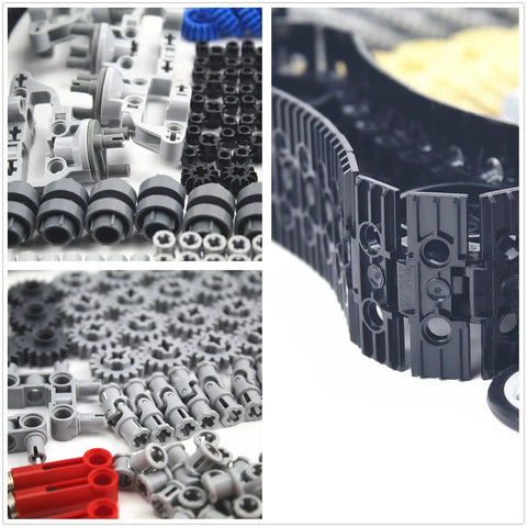 Close-up of 1533 Piece Technical Parts Building Block Set with Gears and Track Wheels