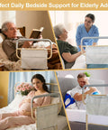 Heavy Duty Bed Rail For Seniors With Non Slip Ergonomic Handle And Handy Storage Pocket in use by elderly and post-surgery patients