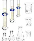 9 Piece Borosilicate Glass Labware Set With Beakers Erlenmeyer Flasks And Graduated Cylinders Heat Resistant Chemistry Gear