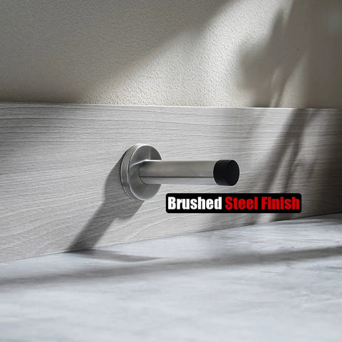Thick 304 Stainless Steel Door Stopper With 1mm Cushioning Bumper No Slam Wall Protector Brushed Finish 3.54 Inch Length