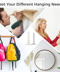 Collage showing uses of 530 Piece Wall Anchors Kit With Drywall Anchors And Screws, Picture Hangers for various home improvement tasks.