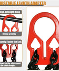 Noliven heavy-duty lifting chain sling with adjustable length adapter and dual chains, red