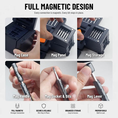 No Fuss Repairs Grab This Badass 55 Piece Precision Screwdriver Set With Magnetic CRV Bits inside a magnetic handle and bits.