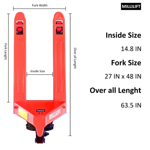 Heavy Duty Manual Pallet Jack With Forty Eight Inch Forks And Five Thousand Five Hundred Pound Capacity Built Like A Tank Using High Strength Steel For Rock Solid Performance On Demanding Warehouse Tasks And Pro Hauling