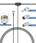 Indoor FM Dipole Antenna For Stereo Receivers And Home Theater Systems, 75 Ohm Unbalanced With Universal Connector, Adhesive Mount