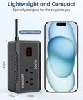 High Performance Car Power Inverter Converts DC 12V To AC 110V With Dual USB Ports And Voltage Display, compact design with LCD.