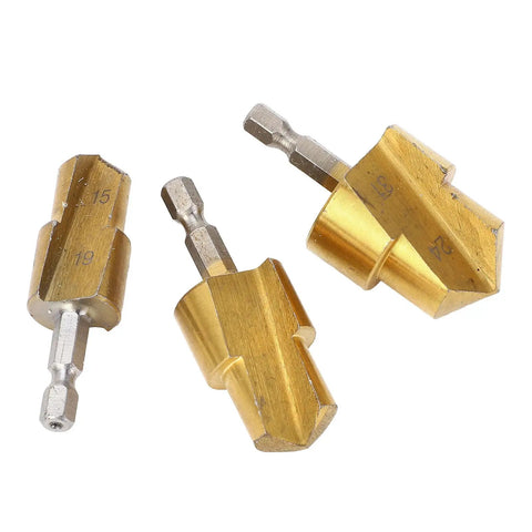 Beefy Pipe Reamer Bit Set With High Carbon Steel Step Drill Kit For PPR Plastic Pipes Expands Holes At 19mm 24mm 31mm Standard Shank