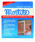 Packaging of Fingertip Caulking Cord 1/8 Inch By 90 Feet Grey for indoor outdoor use with image of application.