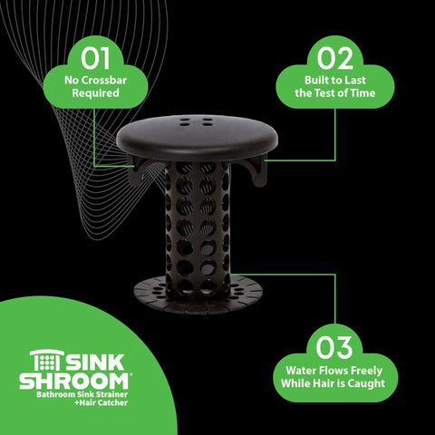 Matte Black Bathroom Sink Hair Catcher That Snaps Right In And Grabs Every Loose Strand, showcasing durable design and effective hair trapping.