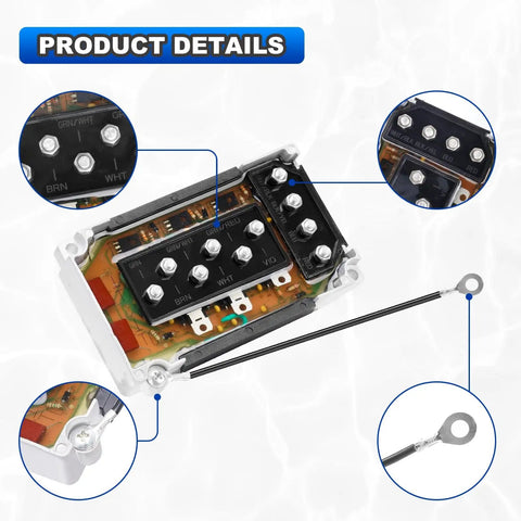 Close-up of Dual CDI Module Switch Box for Mercury Outboard Motors 50 HP To 220 HP Replacement Power Pack with part specifics.
